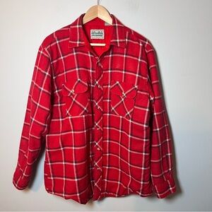 Vintage Outdoor Exchange Red Plaid Quilted Flannel Shirt Jacket Men’s L Shacket